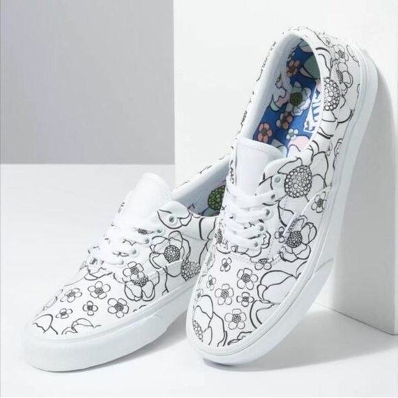 Vans White and Black Floral Sneakers - Picture 3 of 13